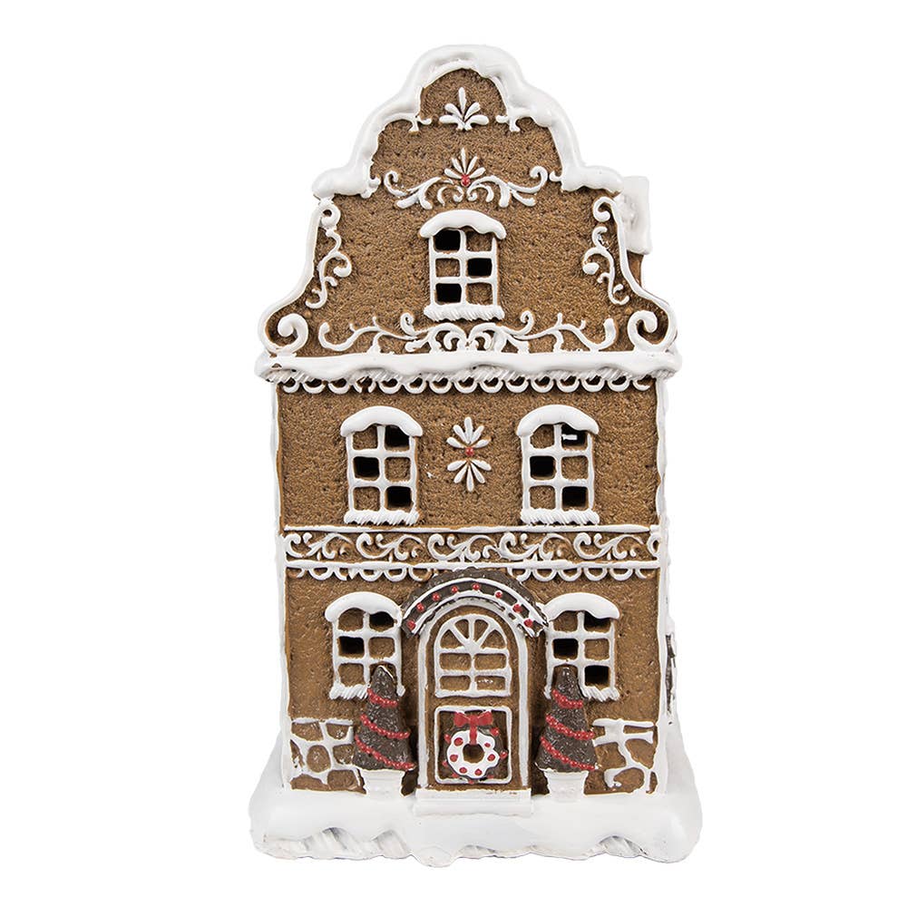 Nostalgisches Lebkuchenhaus mit LED 12x10x21 cm Braun