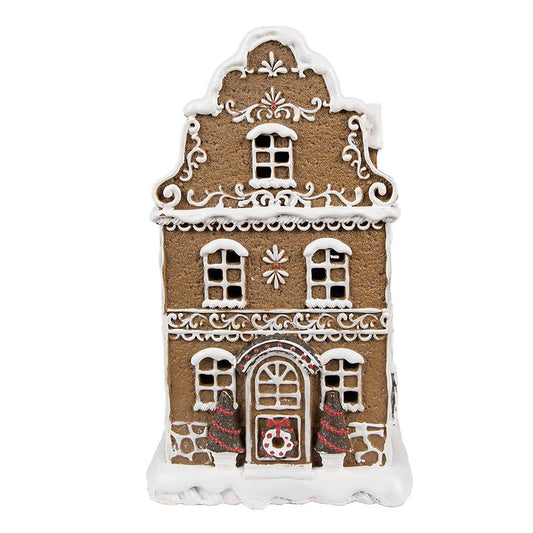 Nostalgisches Lebkuchenhaus mit LED 12x10x21 cm Braun