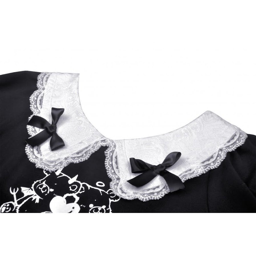 Süßes Gothic Lolita Shirt mit Rüschen schwarz-weiß Dark in Love