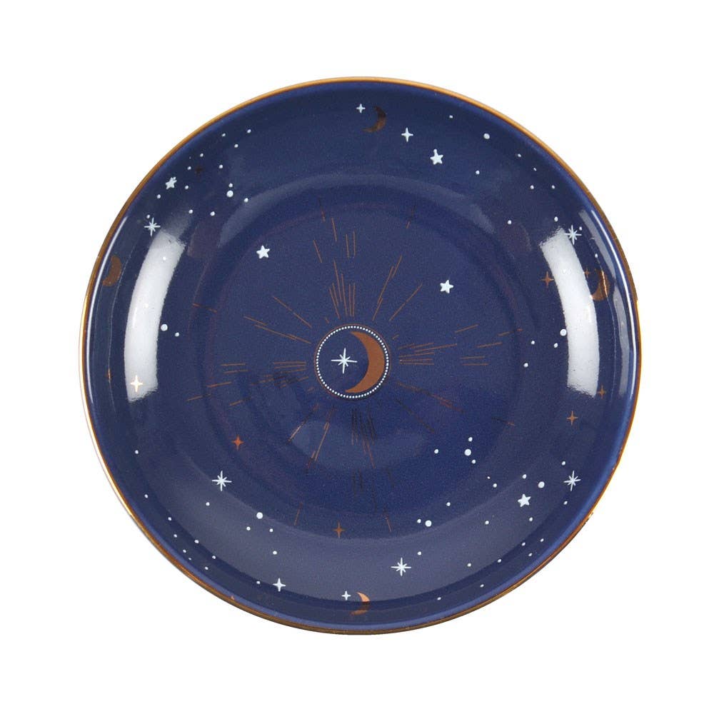 Schmuckschale aus Keramik, 10,5 cm, Halbmond, blau