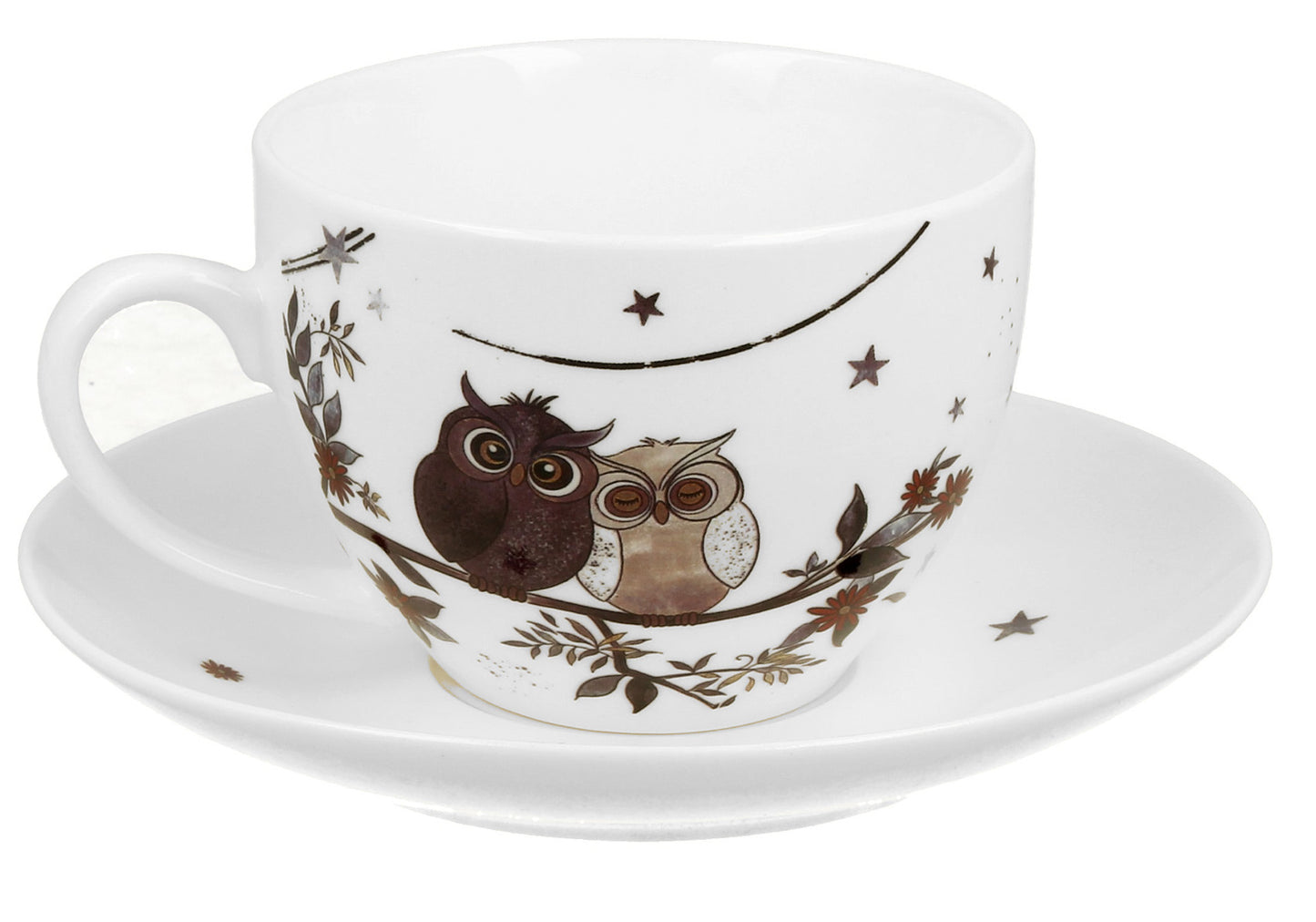 Duo Tasse Eulen Tasse mit Untertasse 250 ml