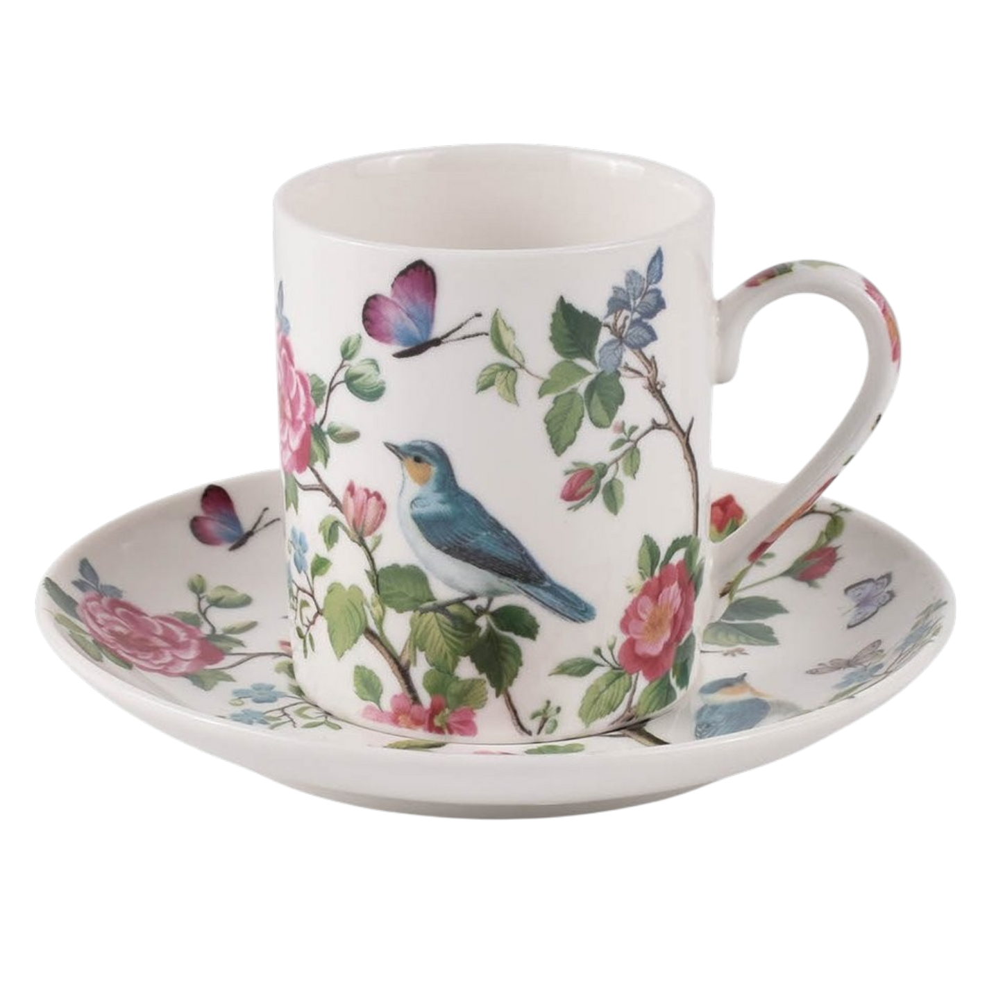 Duo Crocus Espressotasse mit Untertasse Vögel auf dem Ast vintage Tasse