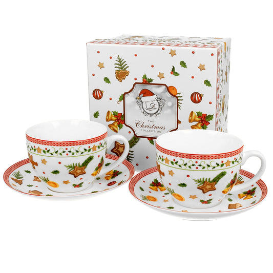 Duo Tassen Set Weihnachten 2x Tasse mit Untertasse 260 ml