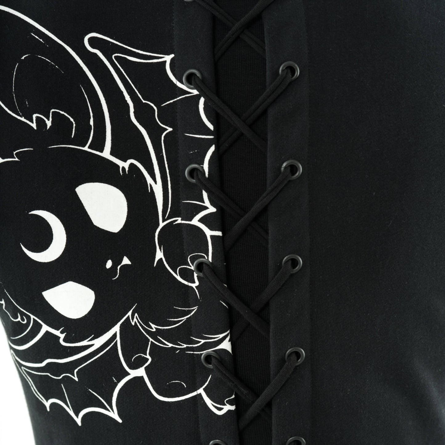 Game Over Hood – Detailansicht Schnürung & Prints Rücken