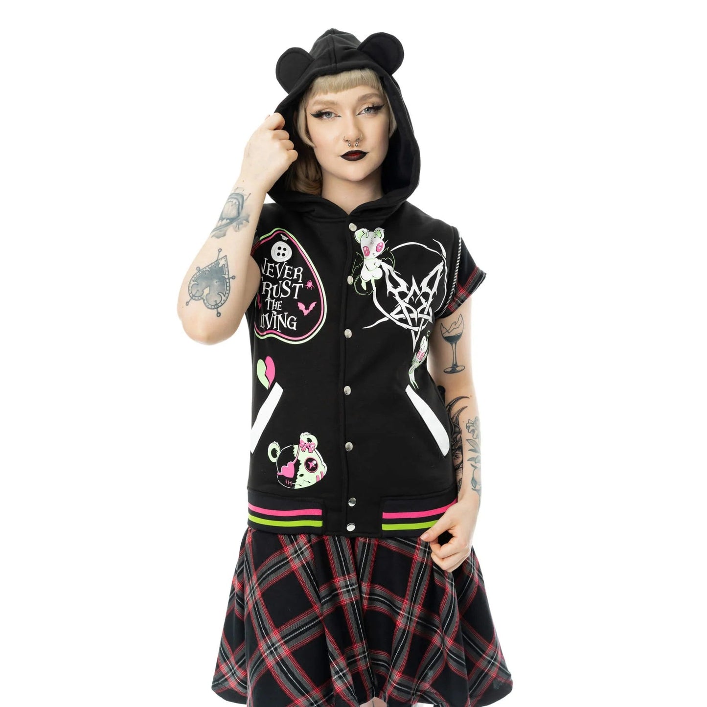 Hex Bear Varsity Jacket – Schulterreißverschluss offen