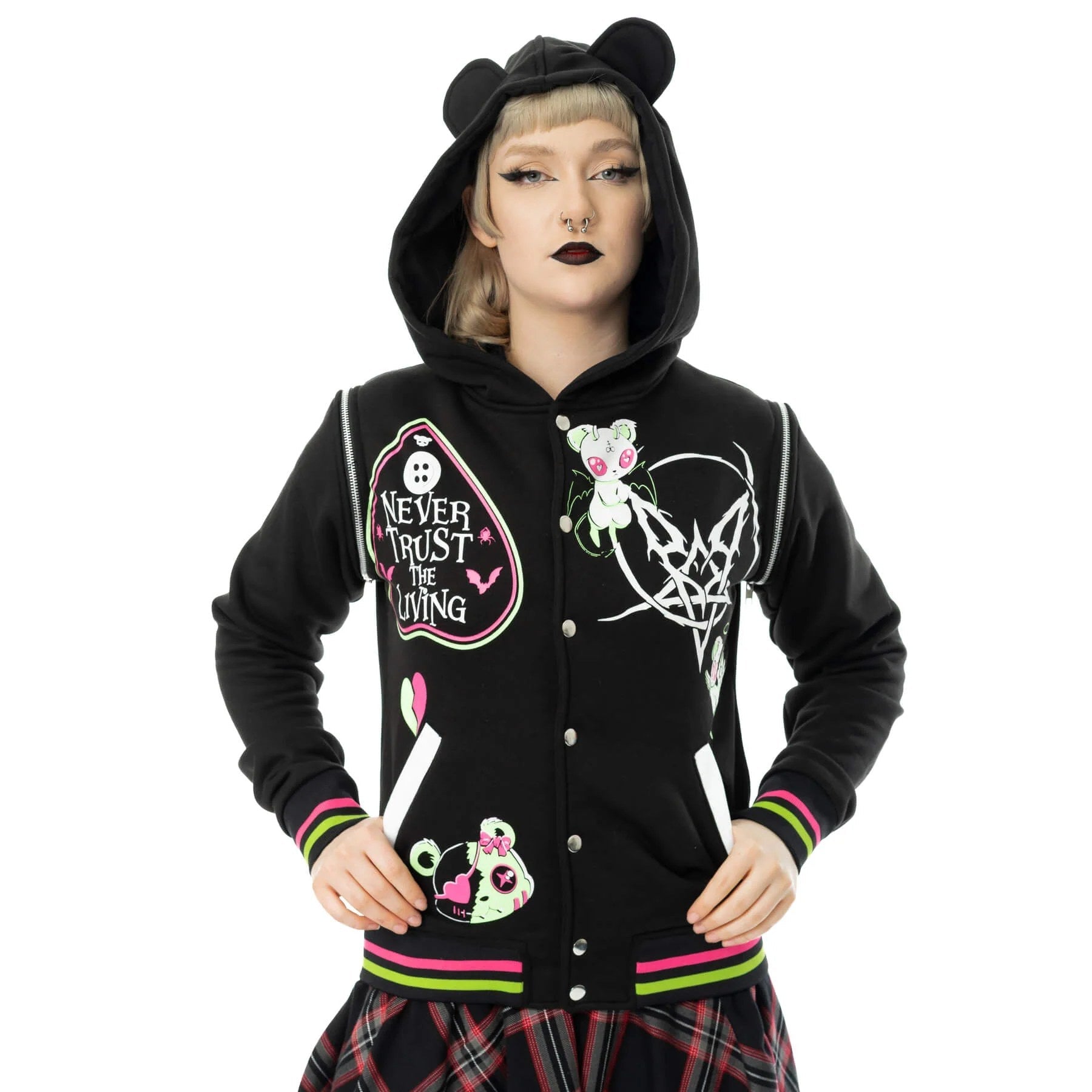 Hex Bear Varsity Jacket – Schulterreißverschluss Detail