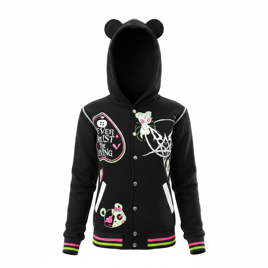 Hex Bear Varsity Jacket – Anime Gothic Jacke Hoodie Neon Heartless