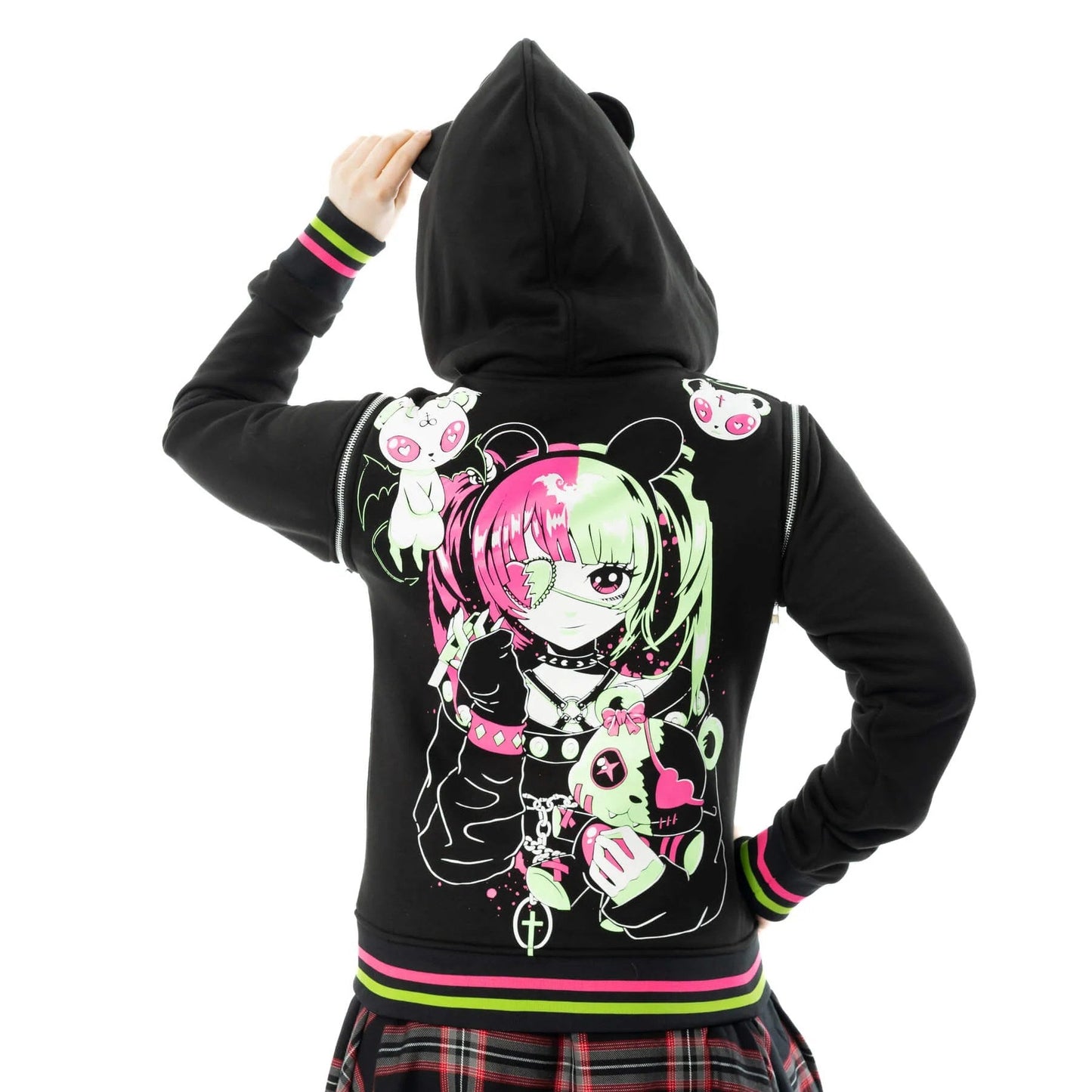 Hex Bear Varsity Jacket – Kapuze mit Bärenohren Nahaufnahme