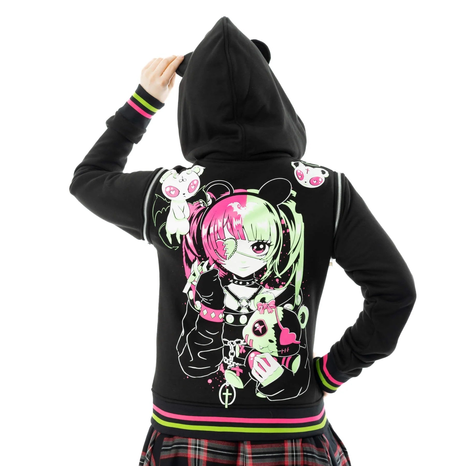 Hex Bear Varsity Jacket – Kapuze mit Bärenohren Nahaufnahme