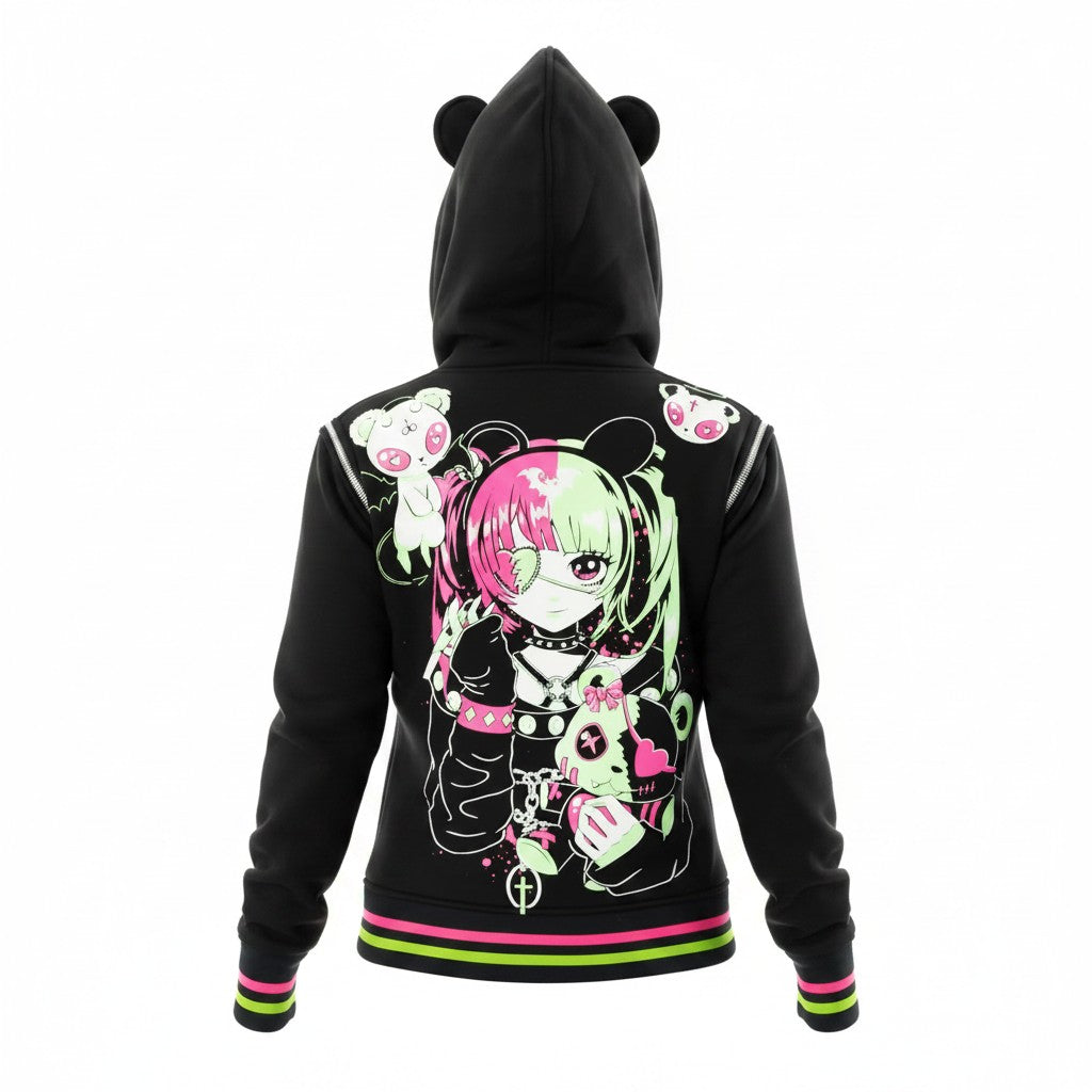 Hex Bear Varsity Jacket – Anime Gothic Jacke Hoodie Neon Heartless