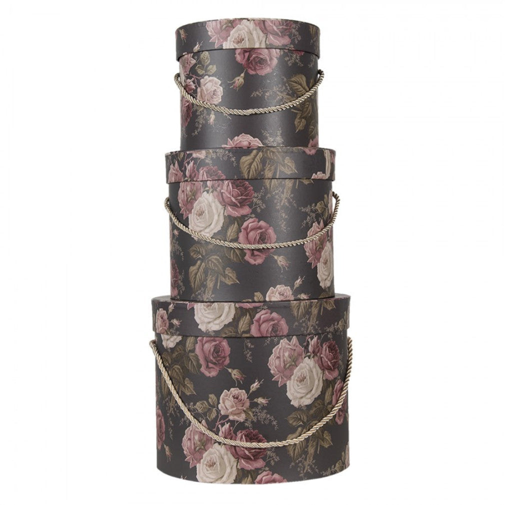 Deko Box Set victorian Blumenmuster barock Hutschachteln  3 St.