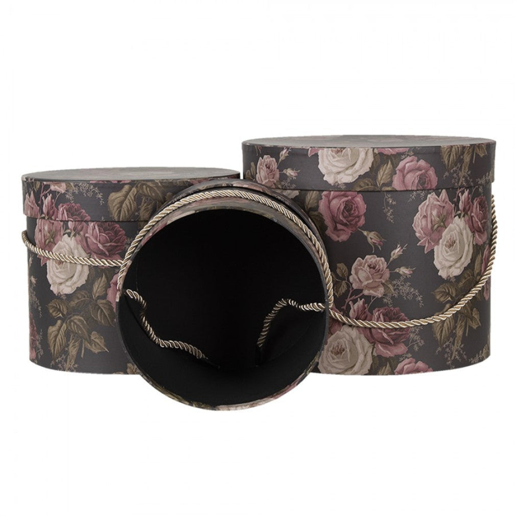 Deko Box Set victorian Blumenmuster barock Hutschachteln  3 St.