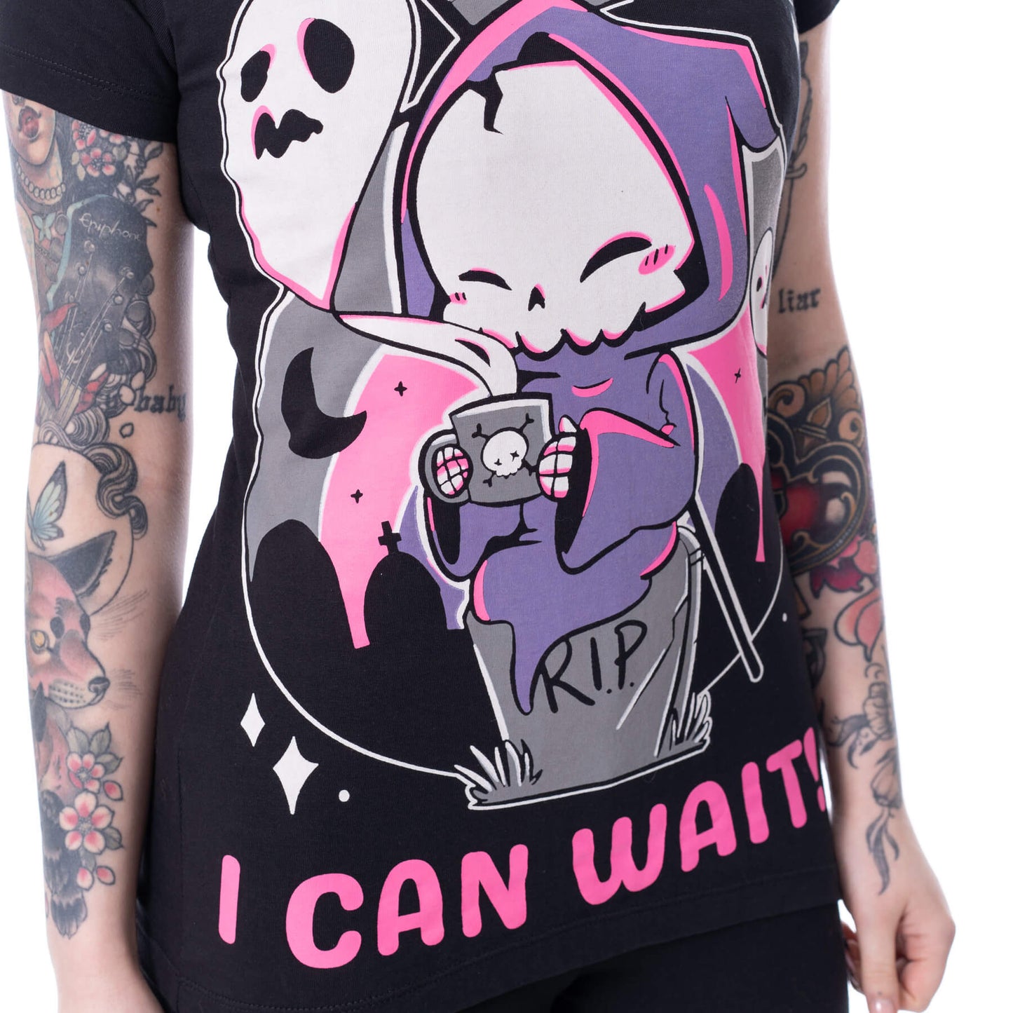 I Can Wait T-Shirt – Detailansicht Print vorne Nahaufnahme