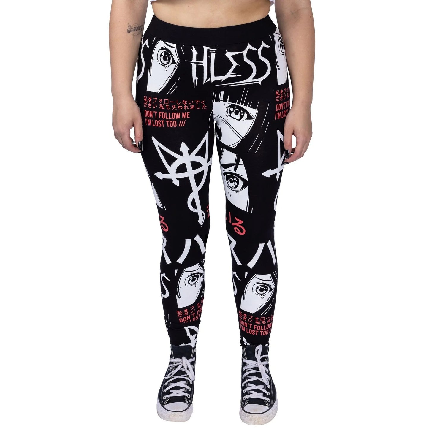 Gothic Anime Leggings I'm Lost – Heartless schwarz-rot