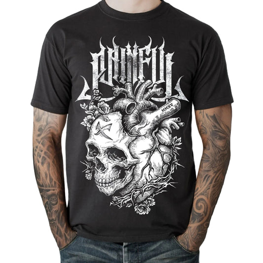 Painful Clothing - Gothic Horror T-Shirt Totenschädel mit Herz