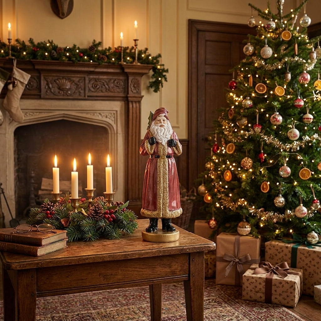Dekofigur Weihnachtsmann Rot-Gold vintage Weihnachten Clayre & Eef