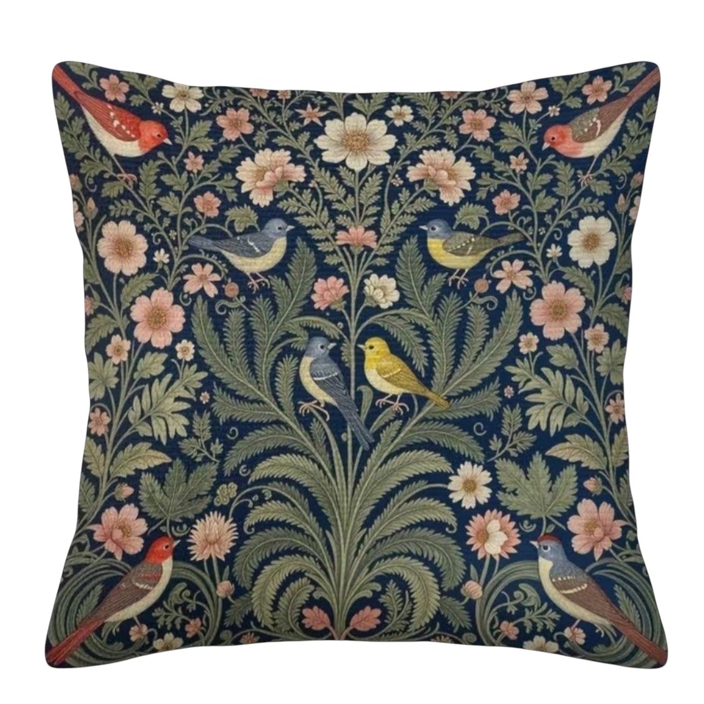 Dekokissen Garden Birds Dark Navy – Freisteller weiß