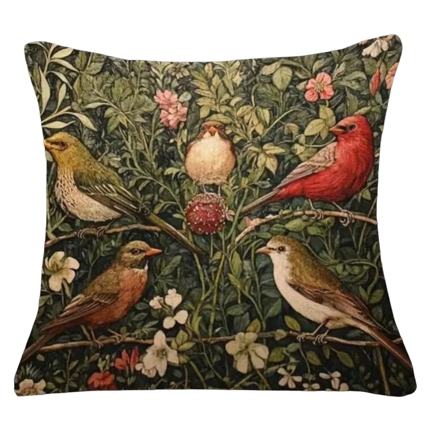 Dekokissen Garden Birds Vintage – Freisteller schwarz