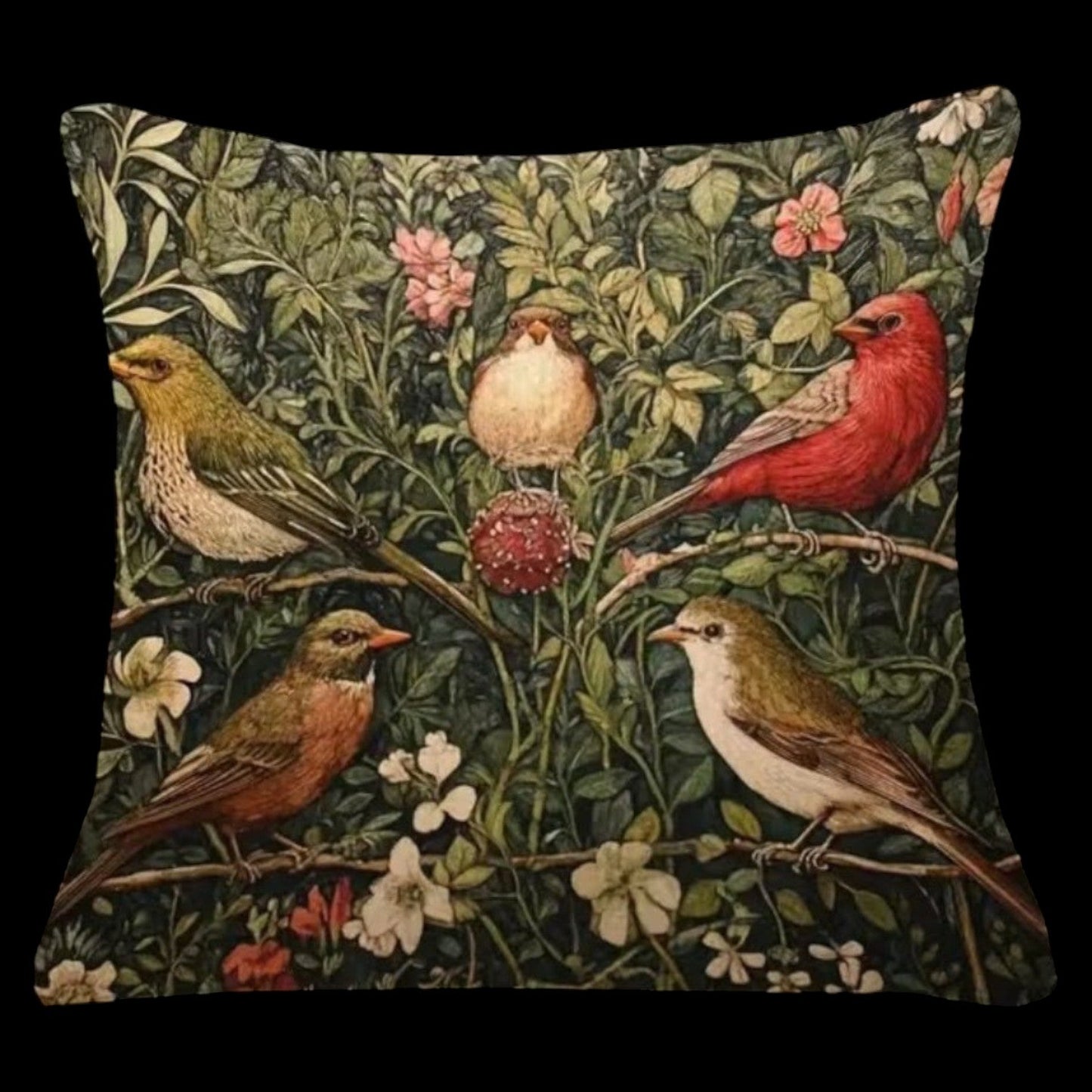 Dekokissen Garden Birds Vintage – Lifestyle weißer Sessel