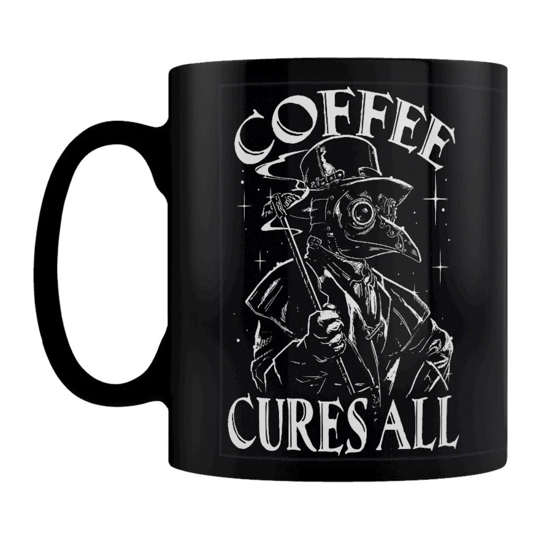 Coffee Cures All - Gothic Tasse Plague Doctor Pestarzt in schwarz