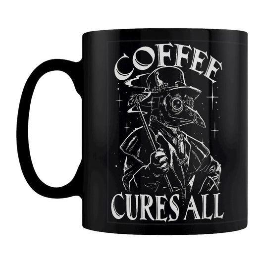 Coffee Cures All - Gothic Tasse Plague Doctor Pestarzt in schwarz