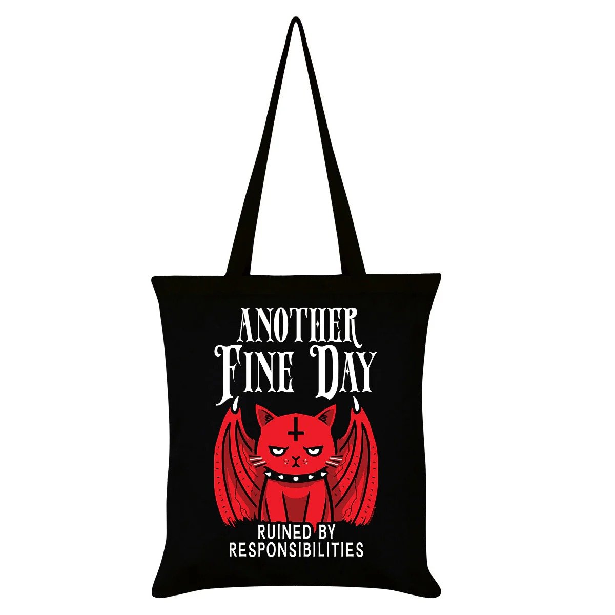 Gothic witzige Stofftasche "Kleine Satanskatze" mit Spruch