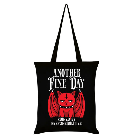 Gothic witzige Stofftasche "Kleine Satanskatze" mit Spruch