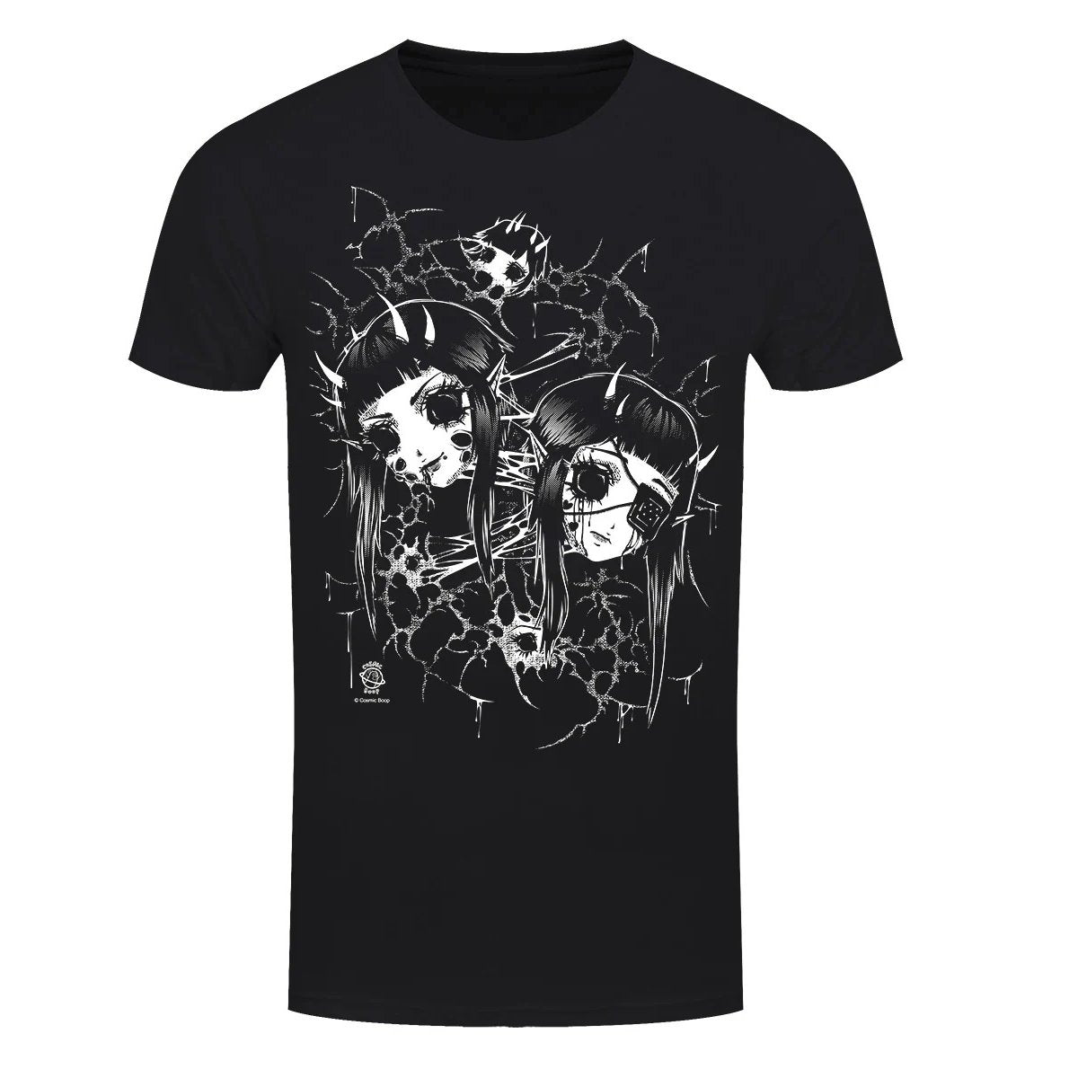 Düsteres Gothic Anime T-Shirt Horror Cosmic Boop"Split"