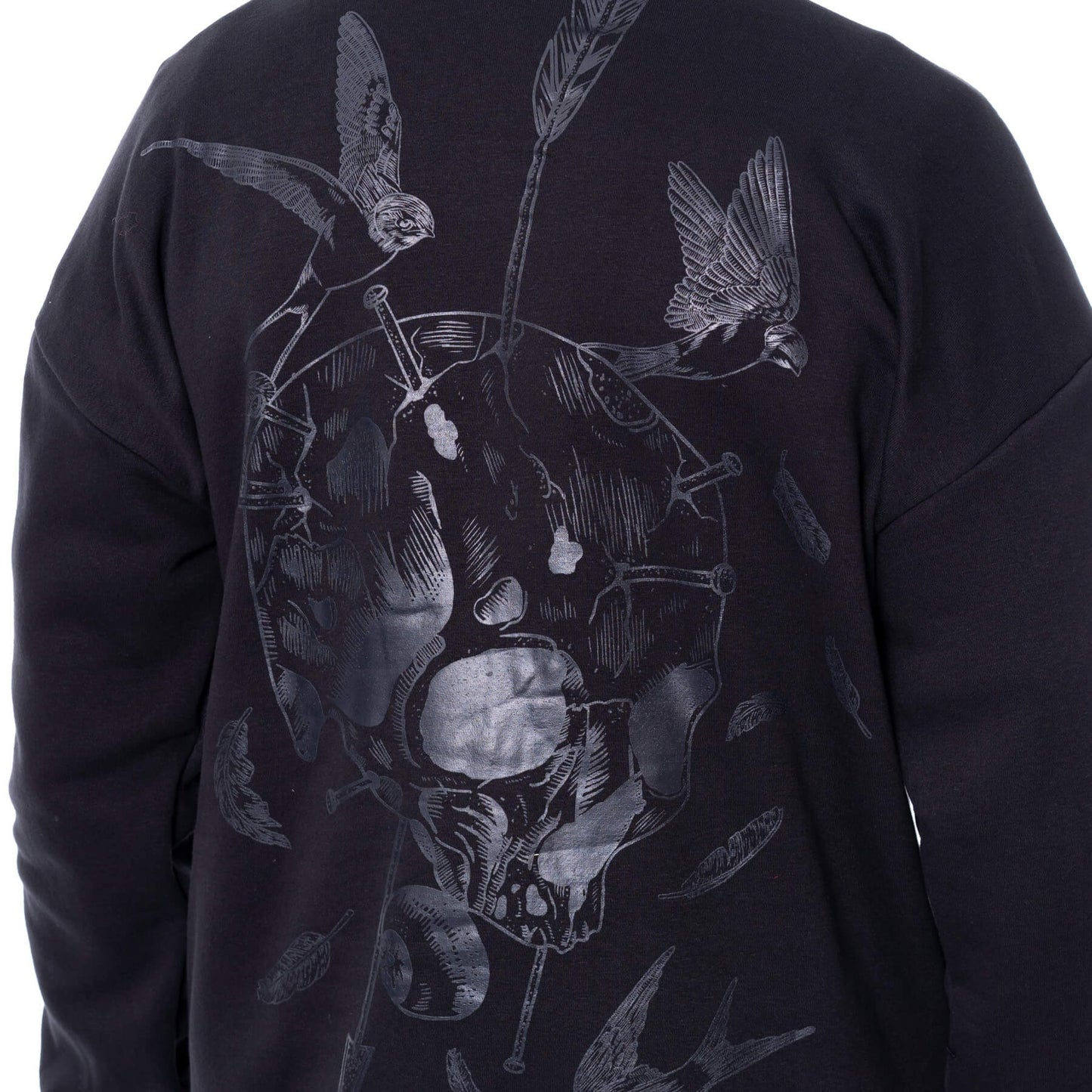 Gothic Herren Hoodie mit Ketten Schwarzdruck Skull Ash Vale Hood