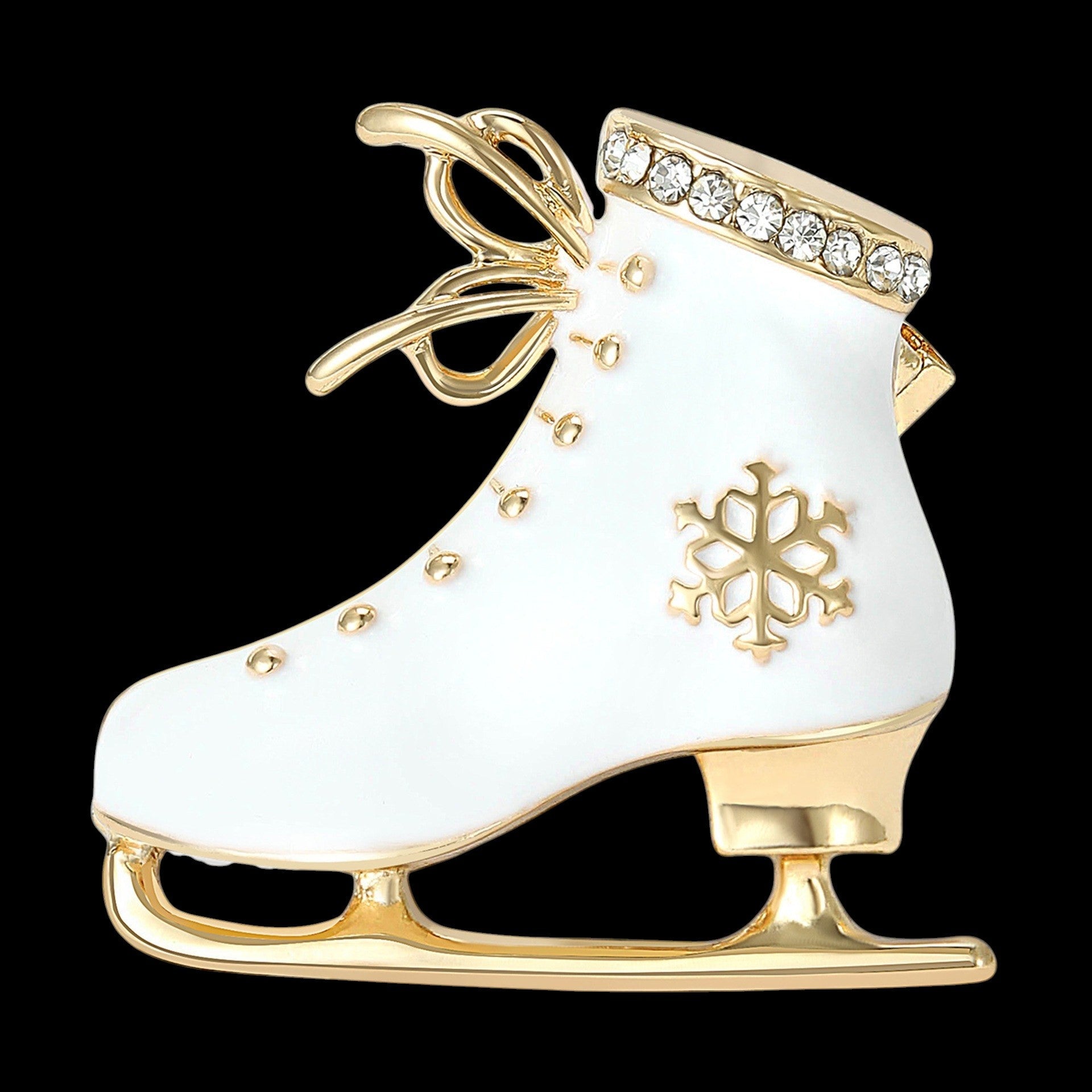 Vintage Schlittschuhbrosche Weiß-Gold – Maßangaben 3,3x3,3cm, 10,2g