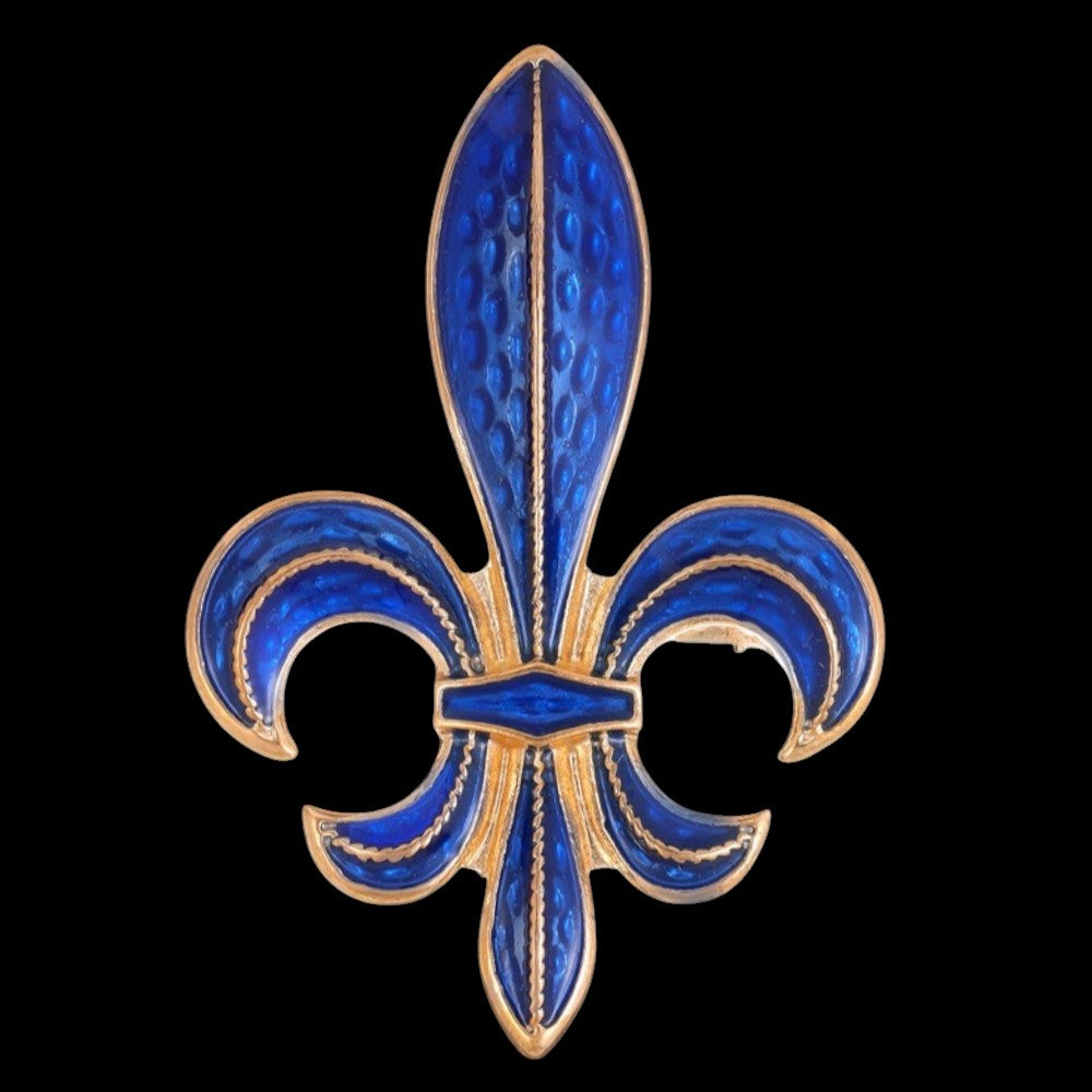 Fleur-de-Lis Brosche – Emaille & Gold königliche Lilie blau-gold