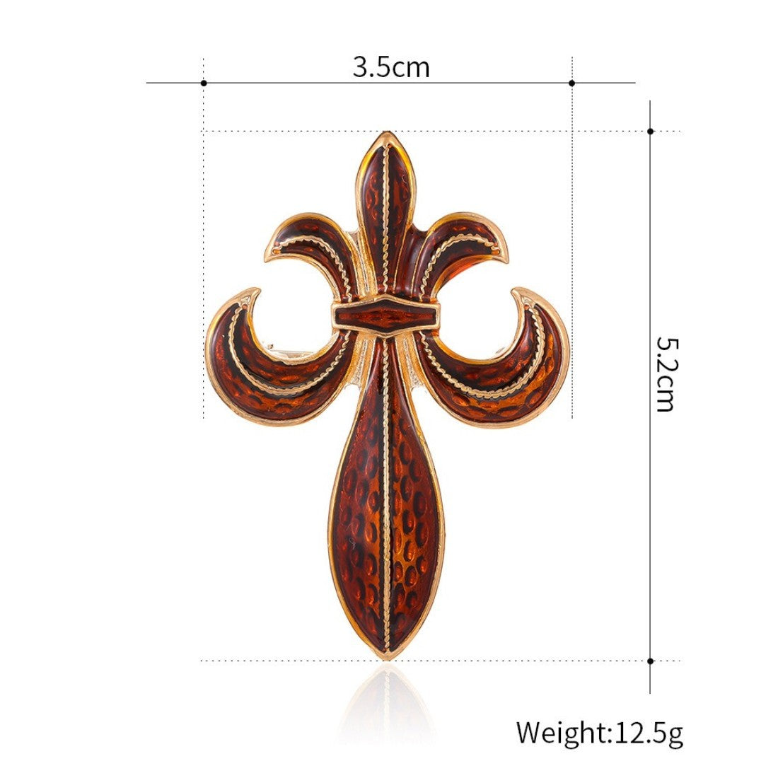 Fleur-de-Lis Brosche braun/bernstein auf schwarzem Hintergrund