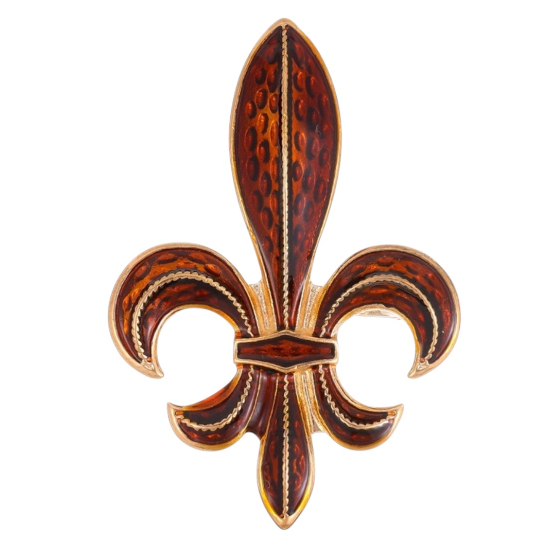 Königliche Fleur-de-Lis Brosche Lilien Schmuck vintage dunkelrot - gold