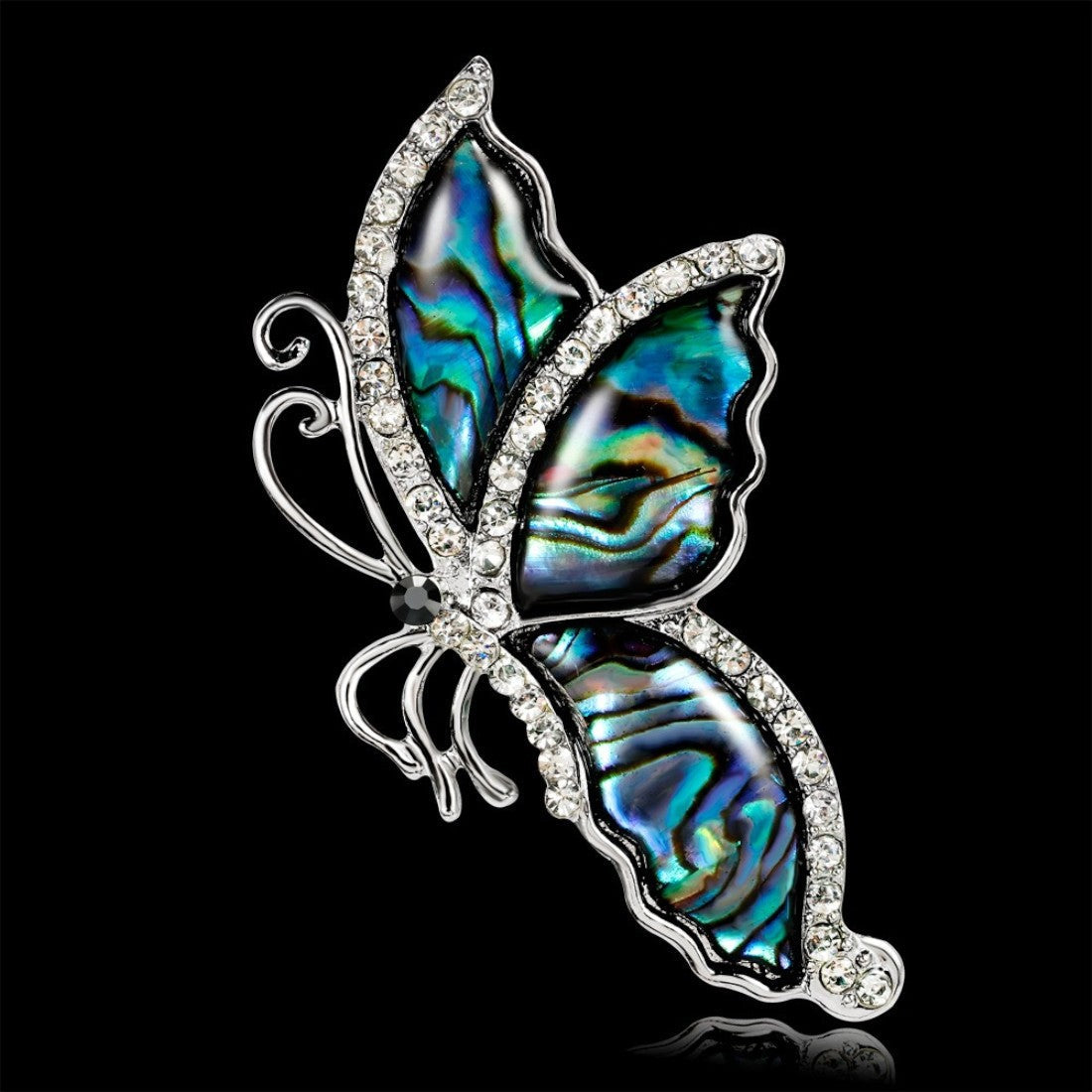 Schmetterling Brosche Abalone schwarzer Hintergrund
