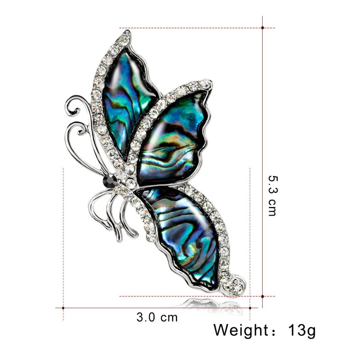 Schmetterling Brosche Maßangaben 3,0 × 5,3 cm 13g