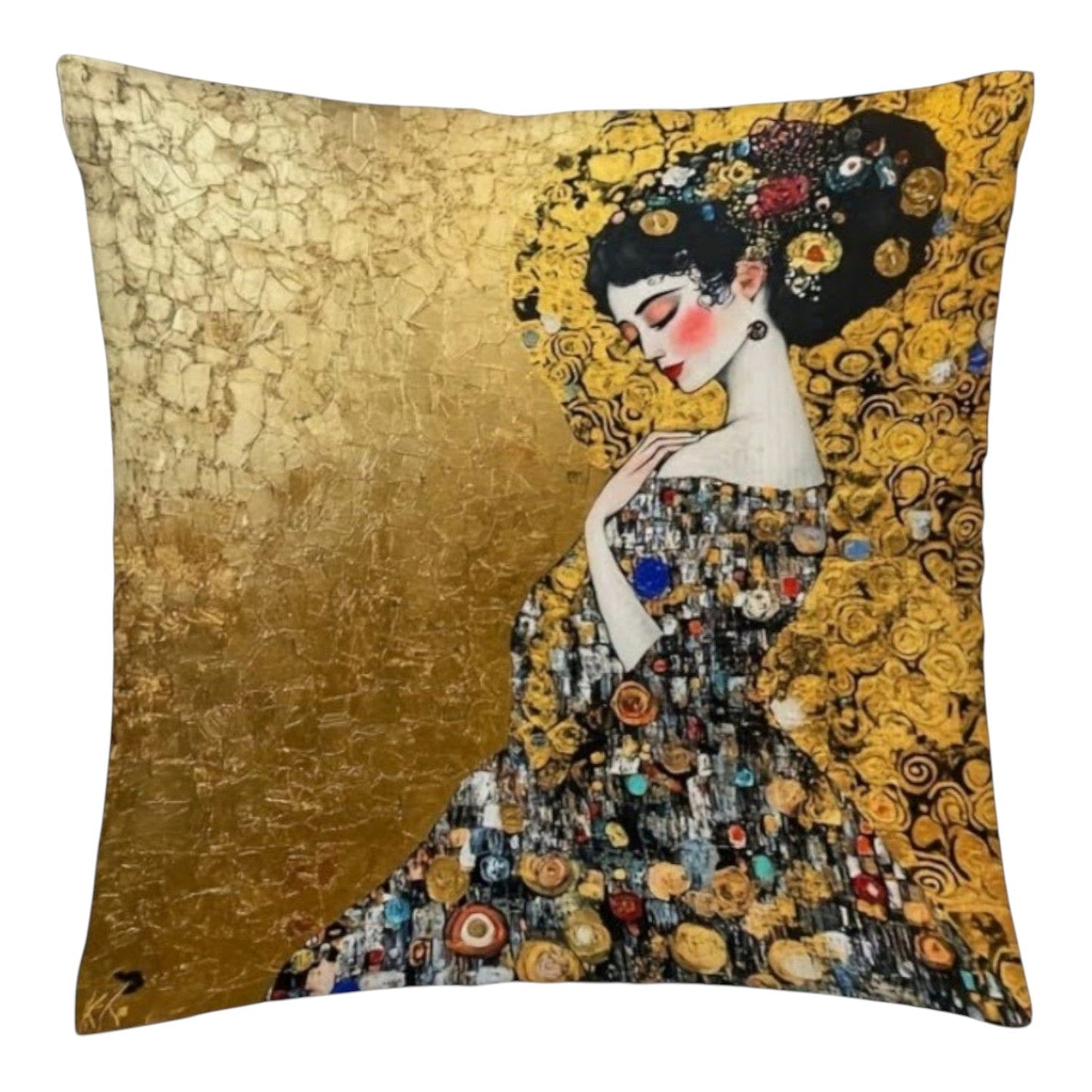 Dekokissen Golden Lady Klimt – Freisteller schwarz