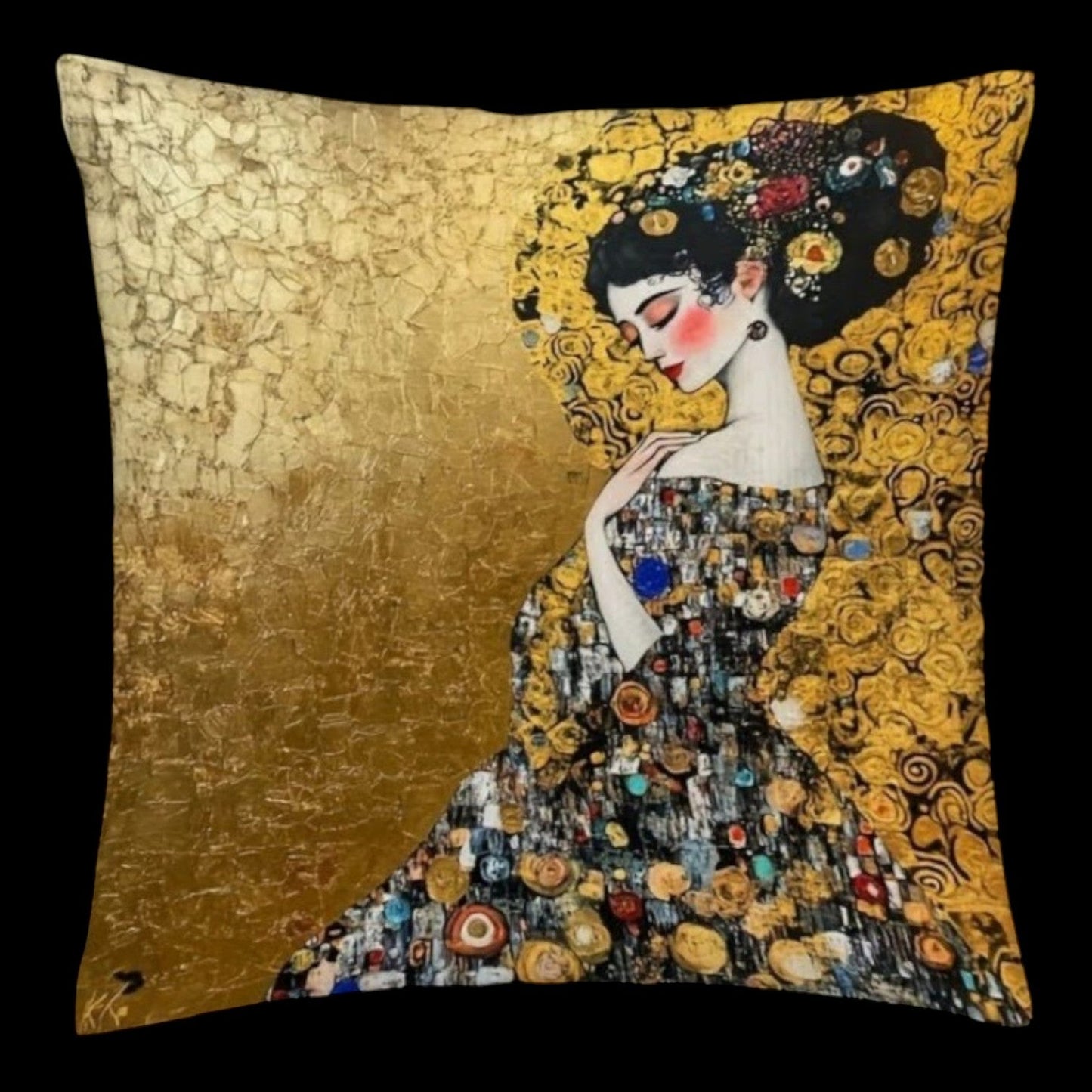 Dekokissen Golden Lady Klimt – Maßangabe 45x45 cm