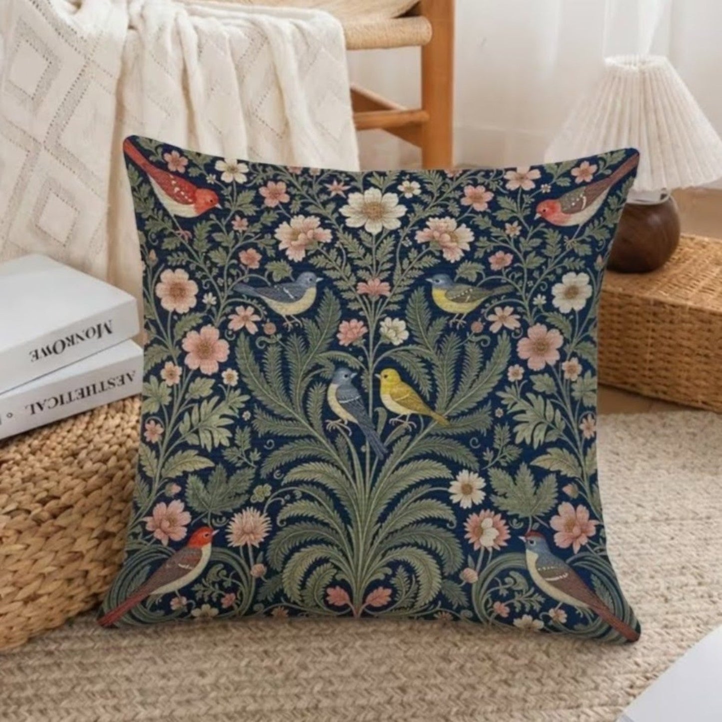Dekokissen Garden Birds Dark Navy – Lifestyle Rattan & Bücher
