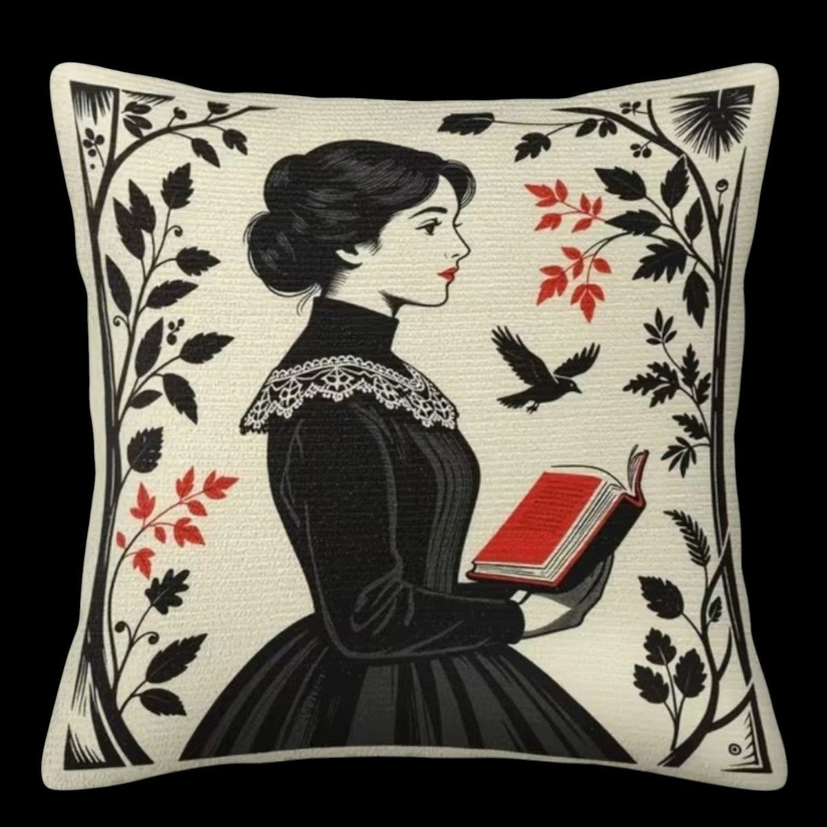 Dekokissen Victorian Reader – Freisteller schwarz
