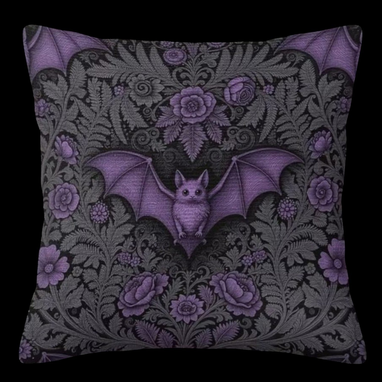 Dekokissen Gothic Bat Purple – Freisteller schwarz