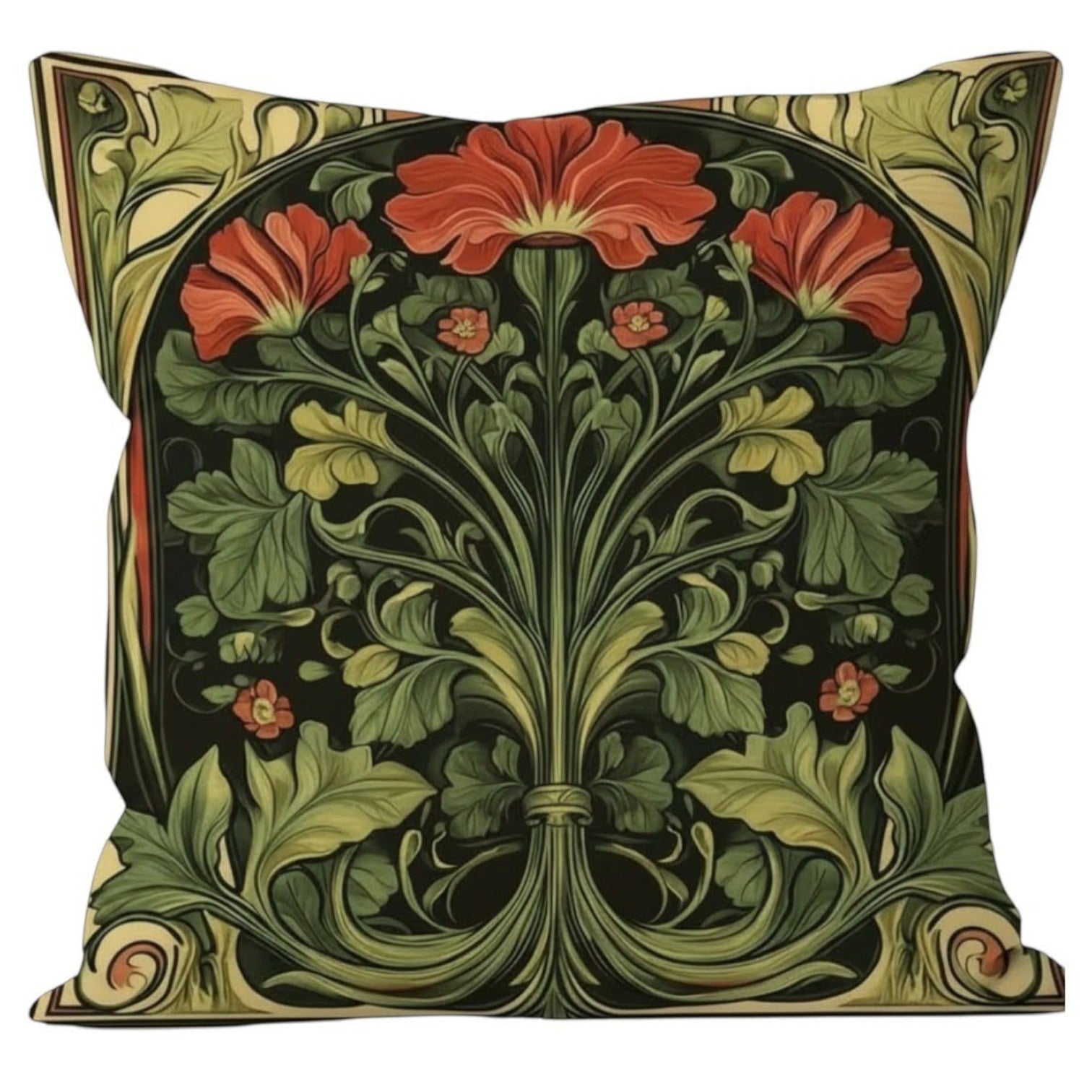 Dekokissen Dark Poppy Jugendstil – Freisteller weiß