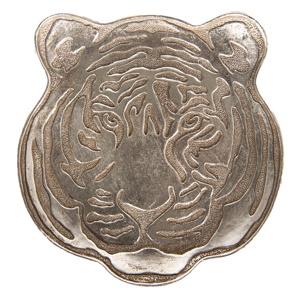 Tigerkopf Schale Silber – Vorderseite schwarzer Hintergrund