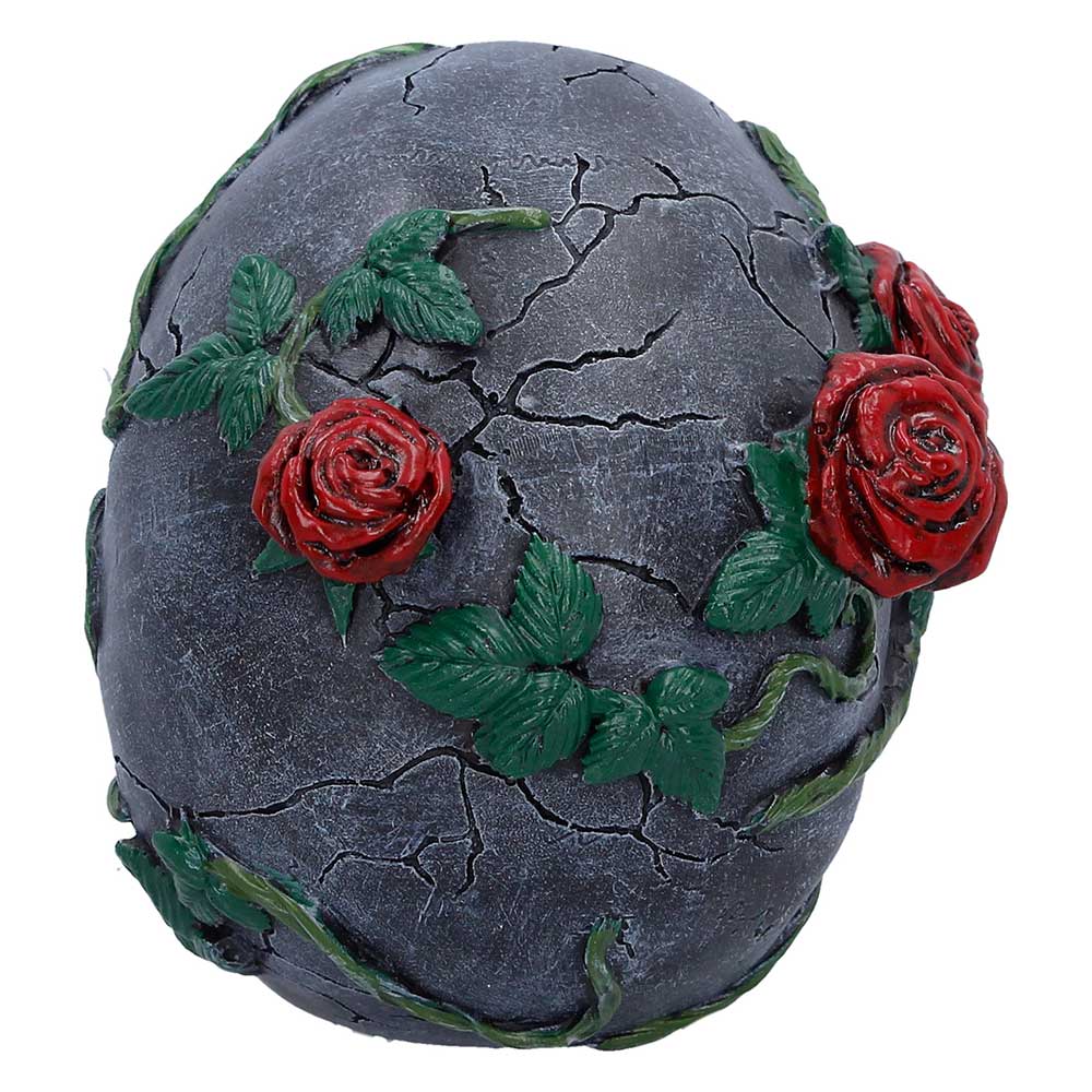 Twilight Bloom – Kleiner Totenschädel mit roten Rosen Gothic Dekofigur Skull 15 cm