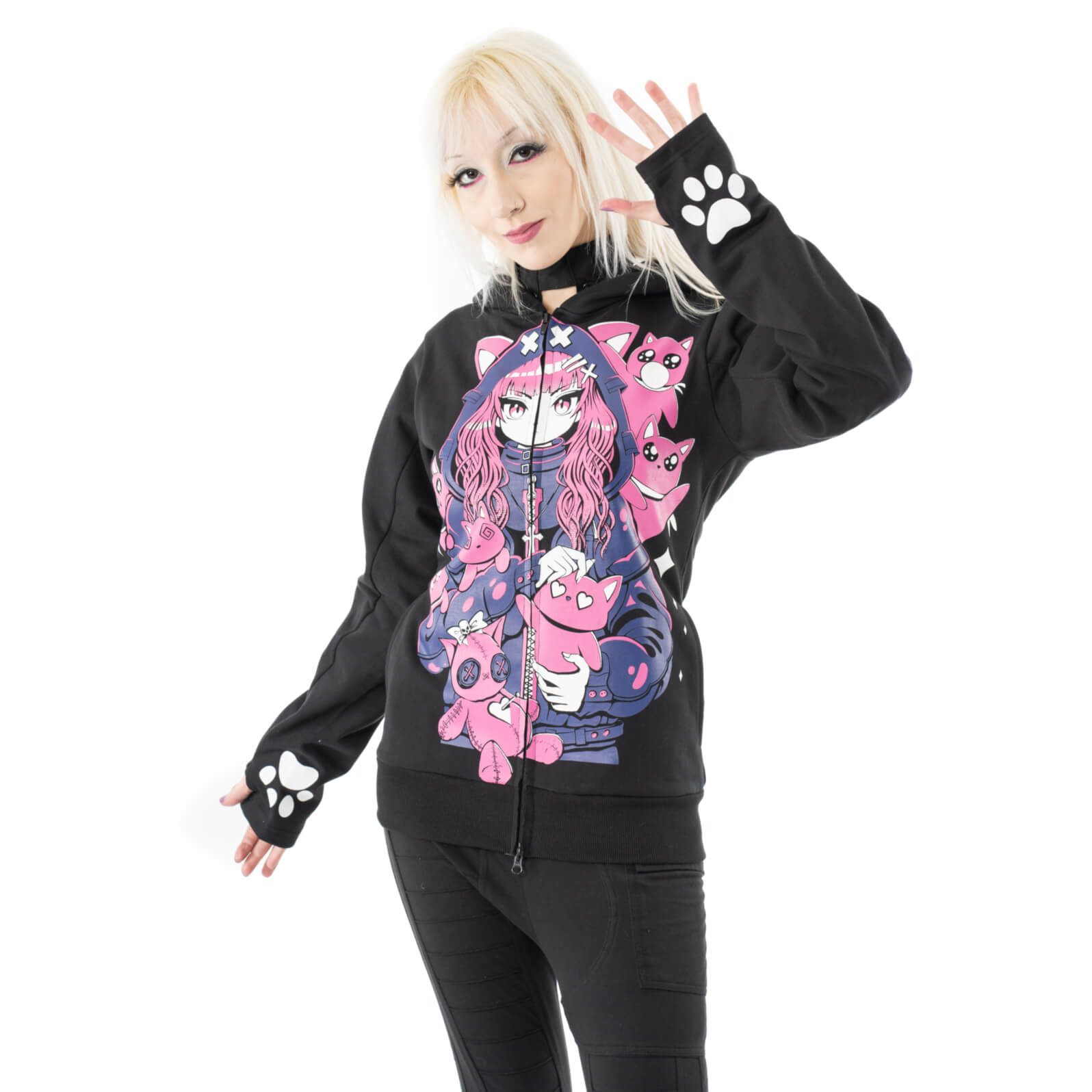 Kitty Mayhem Hood – Model Frontansicht