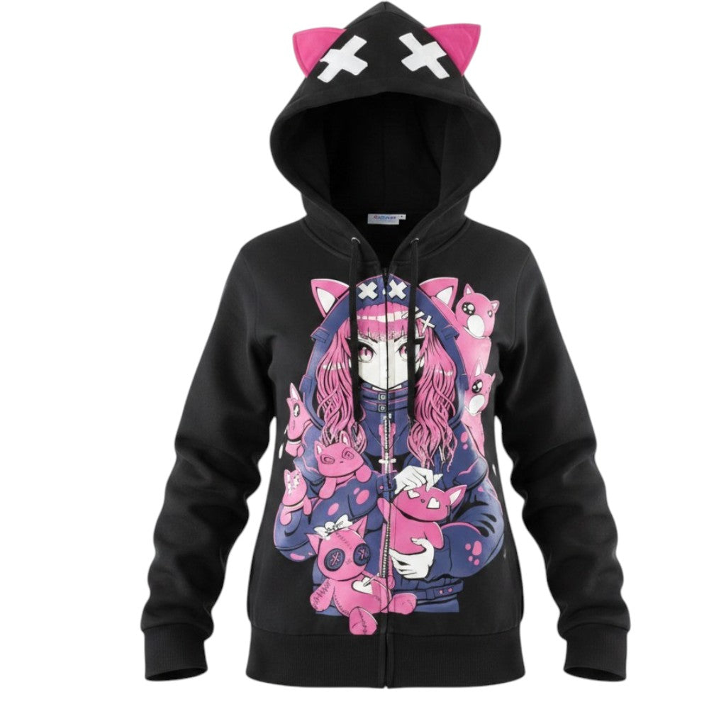 Kitty Mayhem Hood – Seitenansicht Ghost Mannequin