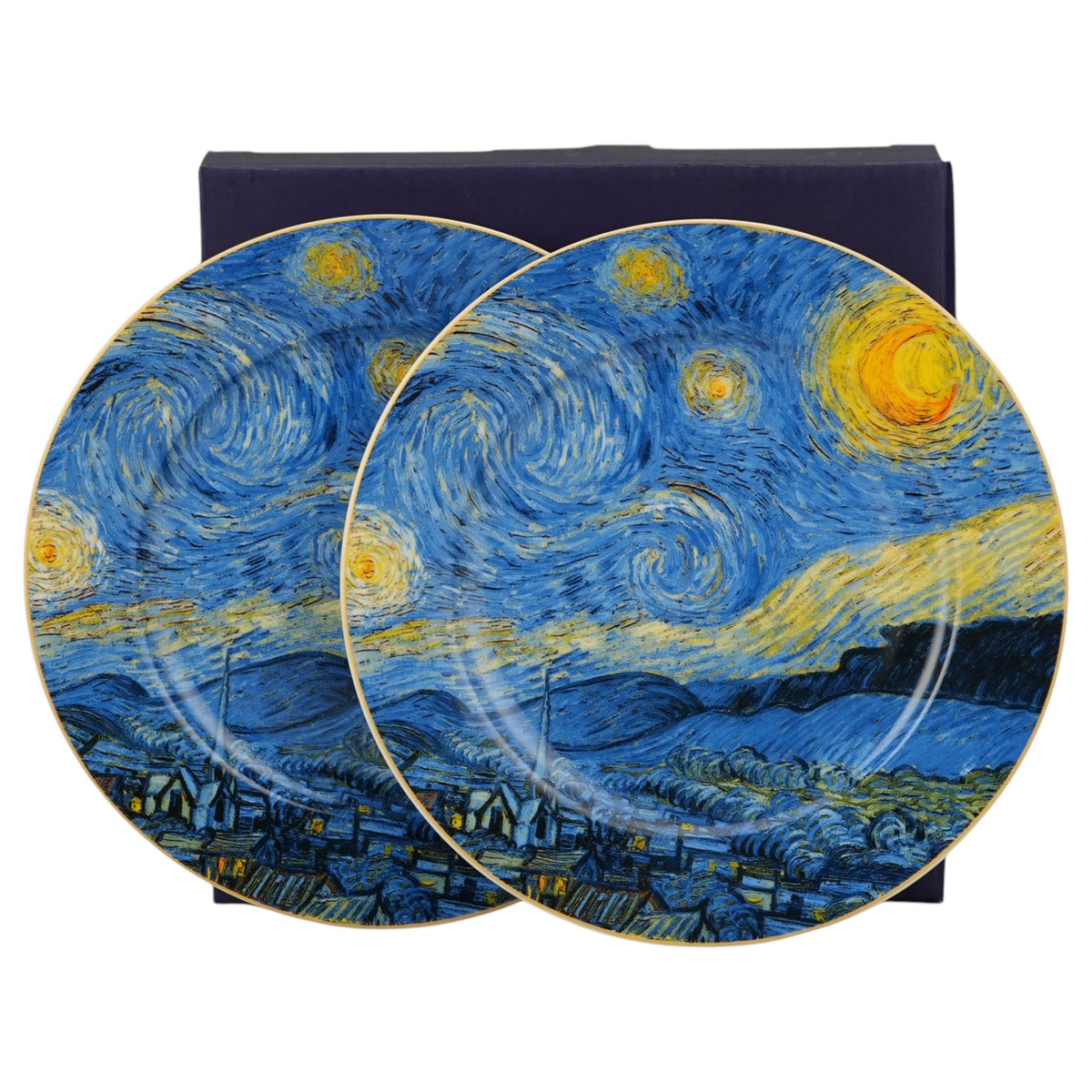 Dessertteller-Set „Sternennacht“, 2 Stück, inspiriert von Van Gogh Vintage Teller Set