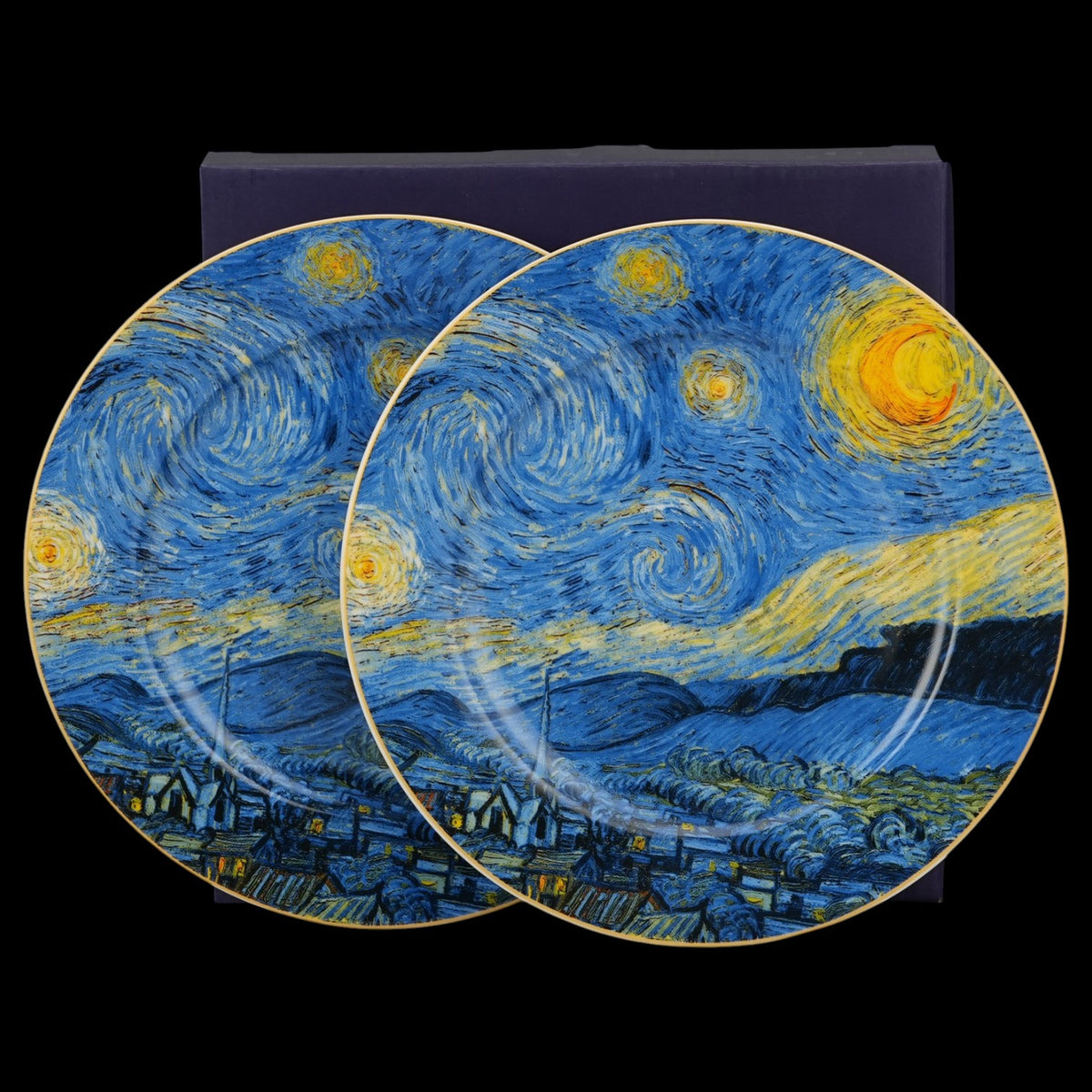 Dessertteller-Set „Sternennacht“, 2 Stück, inspiriert von Van Gogh Vintage Teller Set