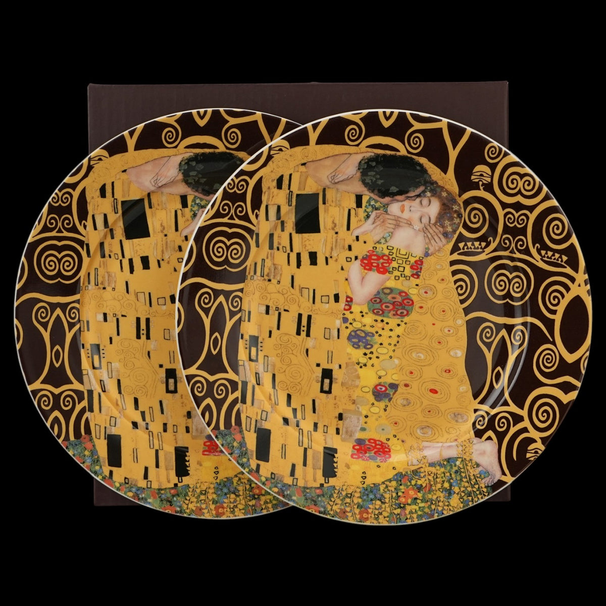 Dessertteller-Set „Der Kuss“ Braun, 2 Stück, inspiriert von Klimt vintage Duo Teller