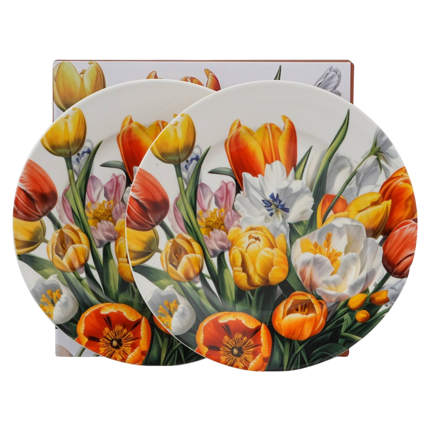 DUO Porcelain 2er-Set Dessertteller Teller Tulpen 5 O'Clock Collection
