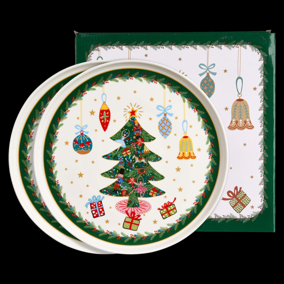 2er-Teller-Set „Around Christmas Tree“ 13 cm Weihnachtsteller Duo Geschenk